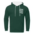 thumbnail image 5 of Men's Outdoor Casual Hooded Drawstring Sweatshirt, GOOD THINGS TAKE TIME Graphic Print Pullover for Hiking, Streetwear,Dark Green,M, 5 of 7