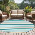 thumbnail image 4 of Round Area Rug 8 Ft, Teal Khaki Striped Washable Non-Slip Circle Carpet for Living Room/Bedroom, Farmhouse Stripes Modern Abstract Art Collection Low-Profile Large Area Rugs for Indoor, 4 of 8