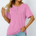 thumbnail image 6 of Yubnlvae Casual V-Neck T-Shirts for Women - Short Sleeve Solid Color Tops (Soft Cotton, Daily Wear Essential) Pink XL, 6 of 8