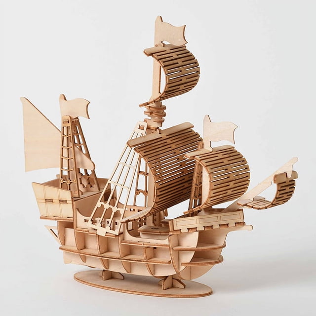 Rompecabezas de madera 3D para adultos, kit de modelo de barco pirata y decoración de habitación, juguetes educativos de escritorio DIY