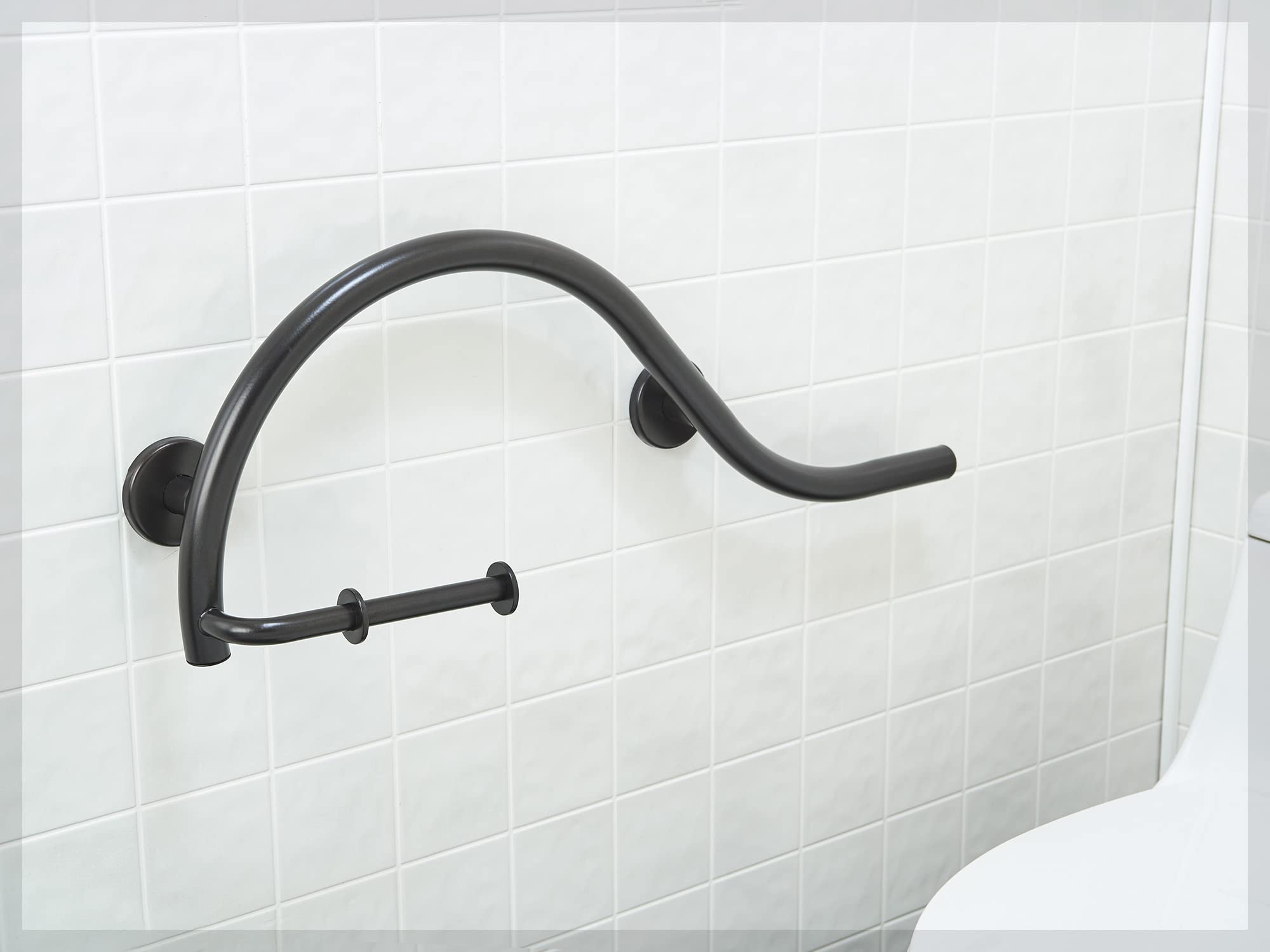 Grab Bar Toilet Paper Holder for Bathroom Safety/304 Stainless/Right/Oil Rubbed Bronze/ 30" x 11"