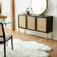 thumbnail image 3 of SAFAVIEH Zadie 2 Shelf Rattan Sideboard, Black With Natural Rattan/Gold Legs (54 in. W x 15 in. D x 33 in. H), 3 of 7