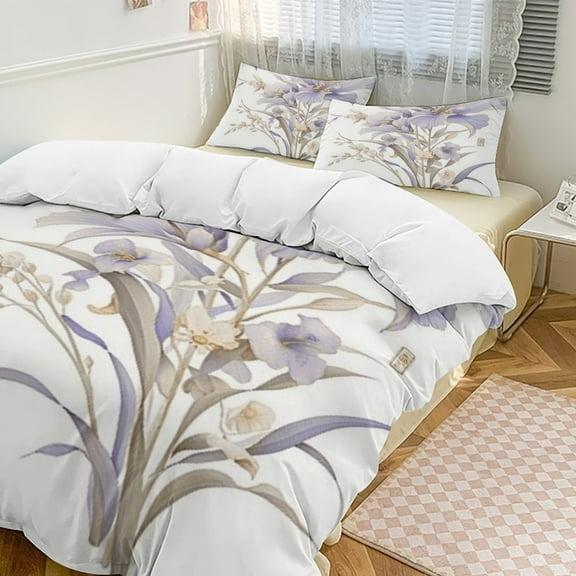 Dancing Butterflies 3 Pieces Duvet Cover with Zipper Closure,Premium Polyester Lightweight Bedding Set