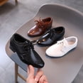 thumbnail image 4 of Zapatos de cuero para niños, estilo primaveral y otoñal, con cordones, de una sola capa, para niños de mediana edad y estudiantes, zapatos negros de alto rendimiento, 4 of 5