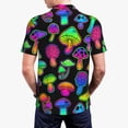 thumbnail image 3 of Balery Bright Mushrooms Printed Men’s Short Sleeve Polo Shirt, Midweight Men's Shirt,Golf Polo shirts -3X-Large, 3 of 8
