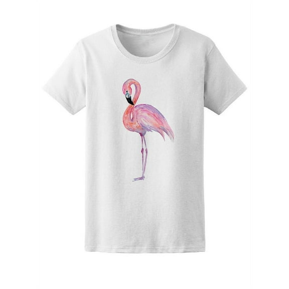Watercolor Style Flamingo T-Shirt Women -Image by Shutterstock, Female Large