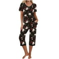 thumbnail image 2 of Levmjia Womens Summer Pajama Set Short Sleeve V Neck Cotton Sleepwear Lounge Set with Pockets Comfortable Breathable Casual Two Piece Outfit, 2 of 5