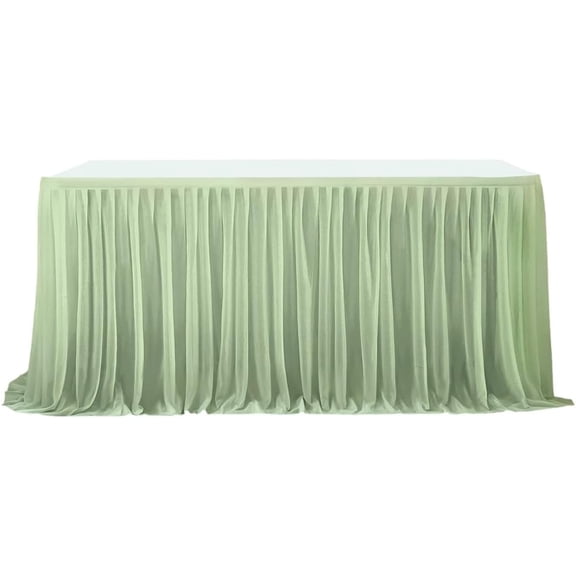 6FT Table Skirt Table Skirts Tulle Desk Skirts Dessert Display Table Cover Wedding Ruffle Tablecloth with Adhesive Tape