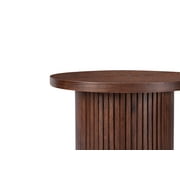 Round Solid Wood End Table Brown Pedestal Side Table Living Room Furniture Accent End Table with Solid Wood Base
