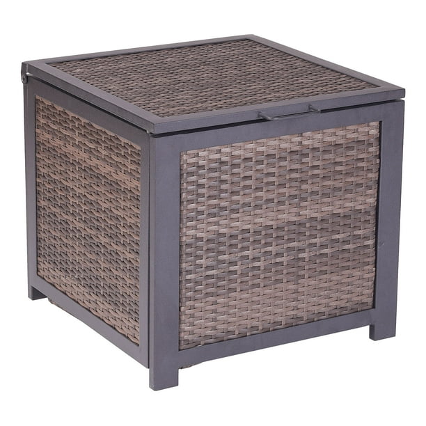 Mainstays Cassel Outdoor Wicker Storage Cube in Espresso - Walmart.com