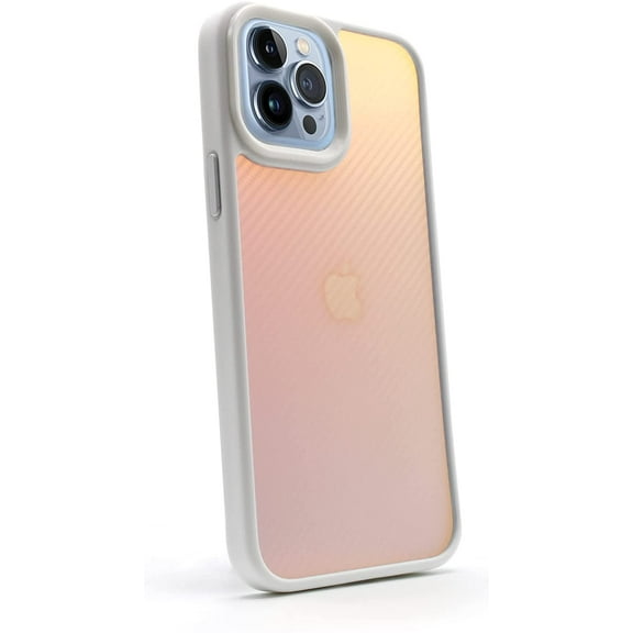 KIQ iPhone 13 Pro Max Case, Oilslick Color Changing TPU Womens Phone Case Cover (Bronze w/ White Trim)