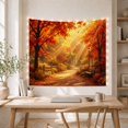 thumbnail image 5 of Autumn Forest Path With Golden Sunbeams and Fallen Leaves, Serene Vintage for Nature Enthusiasts, Forest Wall Art Decor, Thanksgiving Gift, Tapestry Wall Hanging for Living Room and Bedroom, 5 of 7