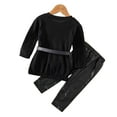 thumbnail image 4 of Esaierr 2PCS Toddler Girls Clothes Set Outfits Top + Leather Pants Outfits Long Sleeve Casual Fall Winter Outfits for 1-6Y, 4 of 6