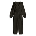 thumbnail image 5 of QQZ Wide Leg Hooded Jumpsuit For Women, Zip Front Elastic Waist Corduroy Casual Jumpsuit For Loungewear Vacation Daily Wear, 5 of 7
