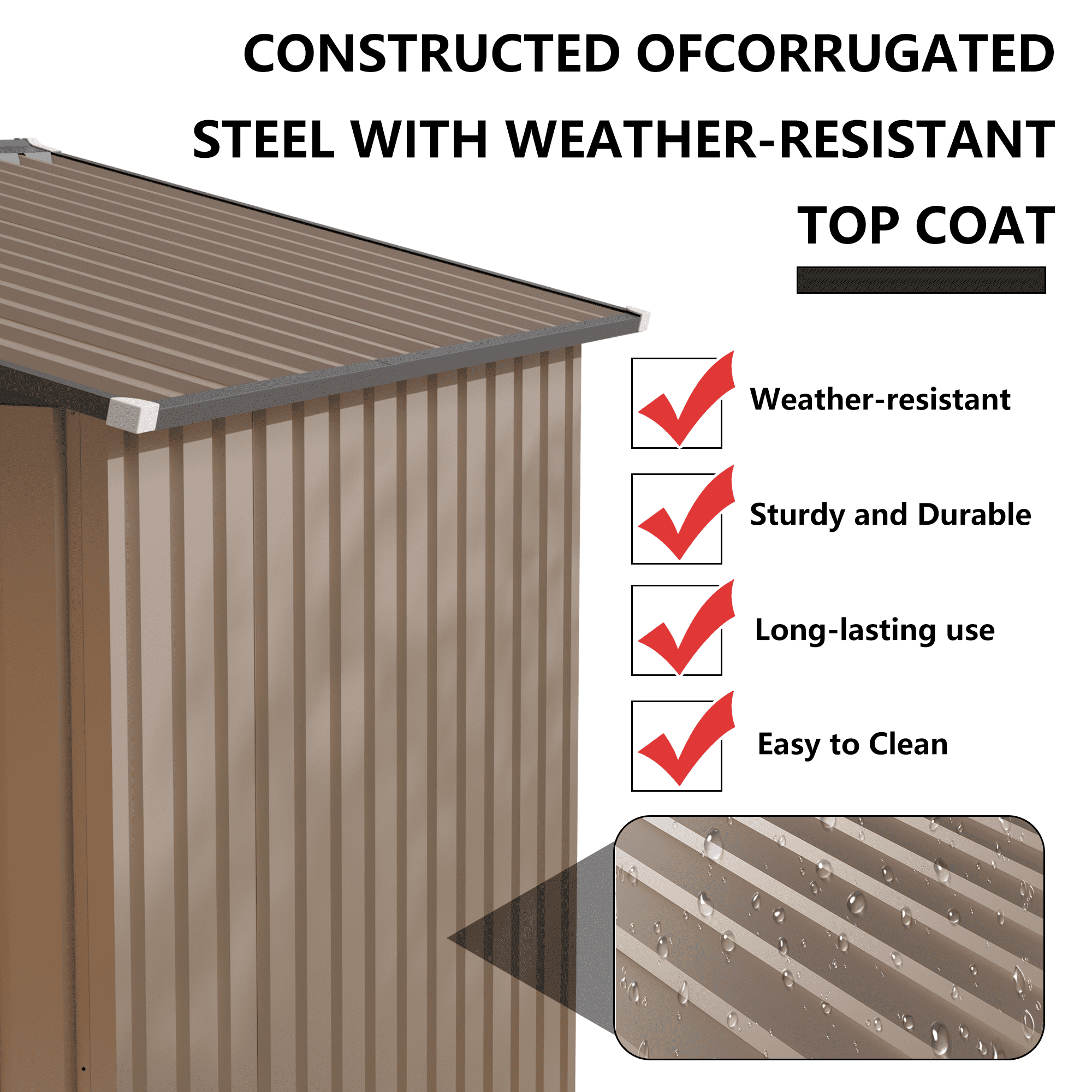 Leumius 6x8 FT Outdoor Storage Shed with Apex Roof Bike Storage Tool Cabinet Box Galvanized Steel Metal Sheds Storage House for Lawn Backyard Patio