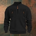 thumbnail image 5 of Men's Soild Color Quarter Zip Pullover, Mock Neck Fleece Sweatshirt with Zipper Chest Pocket, Casual Long Sleeve Lightweight Slim Fit Sweatshirt for Fall Winter Black XL, 5 of 9