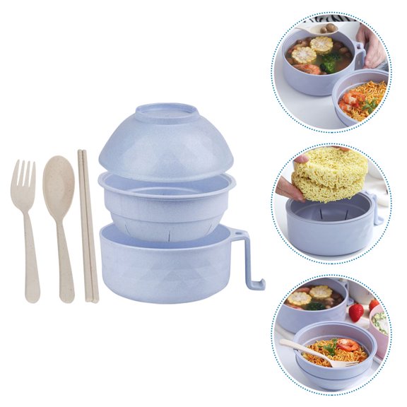 WHAMVOX  Drain Instant Noodle Bowl Decorative Ramen Microwave Student