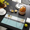 thumbnail image 4 of Turquoise Morocco Placemats Set of 4, Geometric Grey Stripes Modern Washable Wipeable Table Mats for Dining Tables, Indoor Outdoor Kitchen Place Mats for Holiday Party Table Decor, 4 of 9