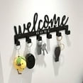 thumbnail image 6 of IVV Adhesive-Mounted Metal Key Holder with "Welcome Home" Accent – Space-Saving Wall-Mounted Organizer with 6 Hooks for Keys, Hats, Towels – Black, 6 of 7