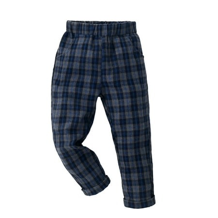 

KYAIGUO Toddler Baby Straight Pants Infant for Boys Casual Plaids Check Long Pants Kids Spring Fall Simple Trousers for 12 Months - 6 Years
