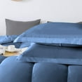 thumbnail image 4 of D.N.G. BEDDINGS 3 Piece Luxury Straight Line Pattern Comforter Set, Premium Super Soft, 800 Thread Count, 100% Egyptian Cotton, Super King Size Medium Blue Solid Color, 4 of 6