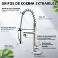 thumbnail image 4 of Grifo de Cocina Grifos Monomando Grifo de Boquilla Doble llaves para fregadero de cocina con Resorte, Desplegable de Acero Inoxidable Mezcladora Para Fregadero Uso simultáneo Dos Boquillas, 4 of 8