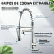 thumbnail image 4 of Grifo de Cocina Grifos Monomando Grifo de Boquilla Doble llaves para fregadero de cocina con Resorte, Desplegable de Acero Inoxidable Mezcladora Para Fregadero Uso simultáneo Dos Boquillas, 4 of 8