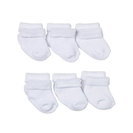 Gerber White Terry Bootie Sock, 6-Pack (Baby Boys or Baby Girls,