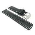 thumbnail image 2 of Bandini 20mm Mens Italian Leather Watch Band Strap - Carbon Fiber - Black with White Stitch, 2 of 5