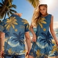 thumbnail image 4 of Garronmavis Palm Tree Couple Matching Hawaiian Outfits Mens Short Sleeve Shirt Size XL and Women's Tank Dress Polyester Casual Sleeveless Sundresses, 4 of 7