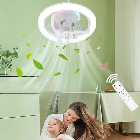 

Naittoop Clearance Remote Control LED Shaking Head Fan Light E27 Screw Mouth RGB Bedroom Aromatherapy Dimming Ceiling Fan Light