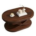 thumbnail image 4 of Hassch 44" Oval Coffee Table in Walnut, Rustic 2-Tier Storage Center Table for Living Room, Home Office, 4 of 8