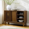 thumbnail image 2 of Hassch Farmhouse Buffet Cabinet, 47.3" Storage Cabinet with Sliding Doors and Open Shelves, Coffee Bar Cabinet, Credenza for Kitchen, Dining Room, Living Room, Easy Assembly, Walnut, 2 of 8