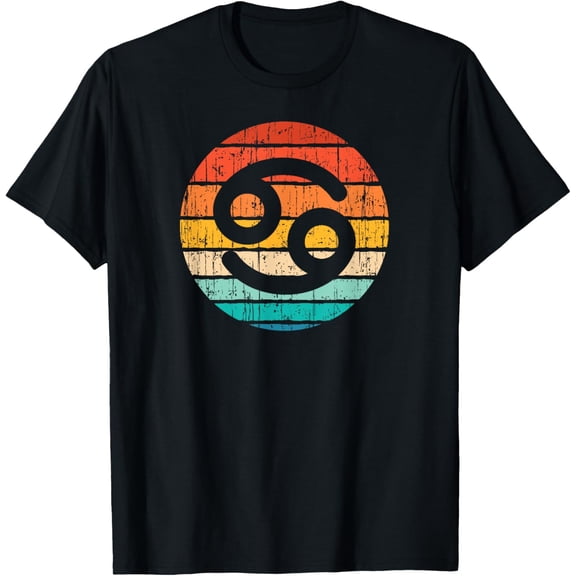 Retro Cancer Zodiac SIgn Womens Astrology June July Birthday T-Shirt men and women can wear, black, white, gifts.