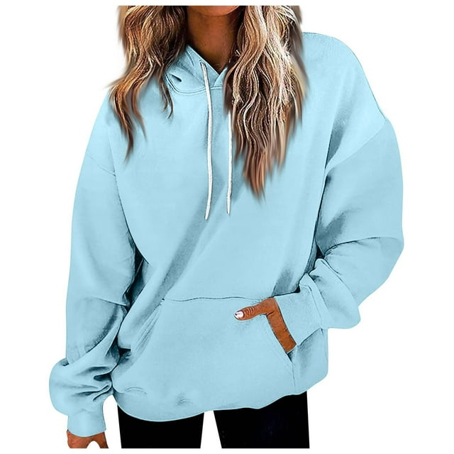 Timegard Womens Sweatshirt Hooded Drawstring Oversized Pullover Tops Sports Workout Casual Tops with Pocket