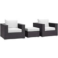 thumbnail image 3 of Modway Convene 3-Piece Aluminum and Rattan Patio Sofa Set in White/Espresso, 3 of 7