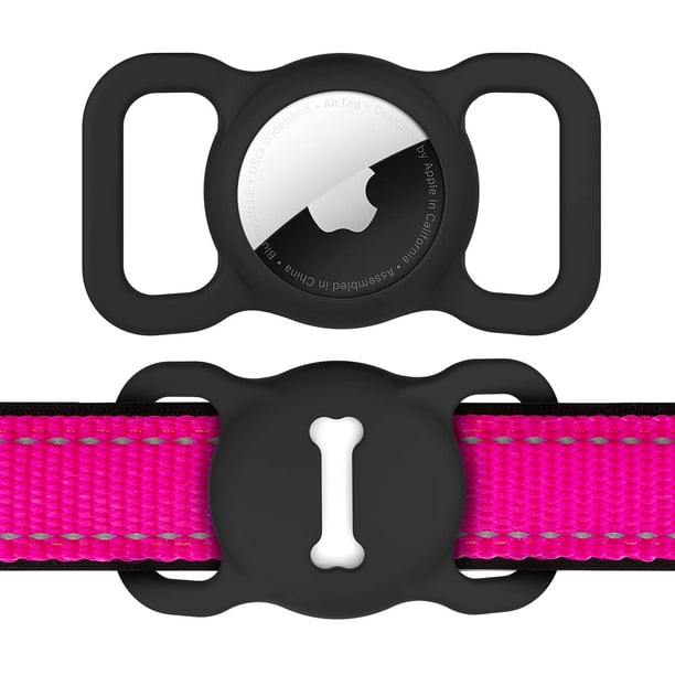 Soporte para collar de perro Airtag DLENP, silicona, rastreo GPS, negro