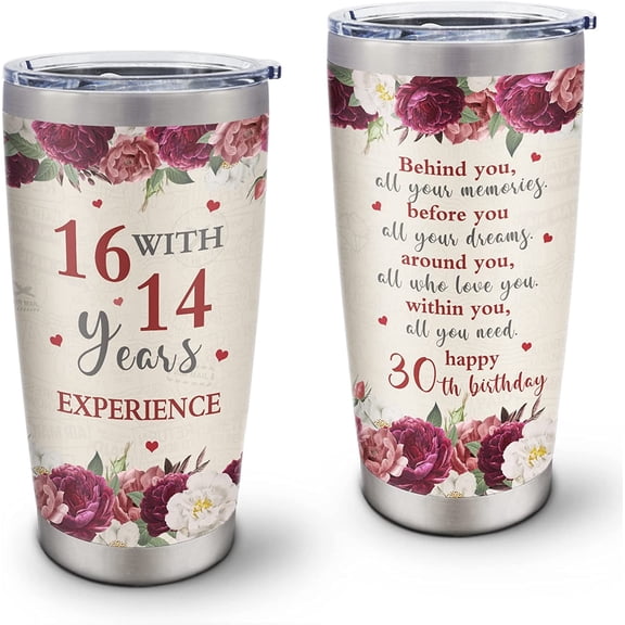 30th Birthday Gifts For Her Coffee Tumbler 20OZ - 30 Year Old Birthday Gifts For Women - 30th Birthday Decorations Travel Mug For Women - Unique 30 Year Old Gift Ideas For Her
