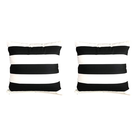 2PC Stripe Black and White Farmhouse Throw Pillow Covers, Pillow Case Soft Outdoor Pillow Case Cushion Covers for Sofa Bed Bedroom Car Chair Living Room,18x18 Inch