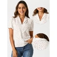 thumbnail image 2 of DARING DIVA Women's Short Sleeve V Neck Notch Lapel Collar Shirt XL White, 2 of 6