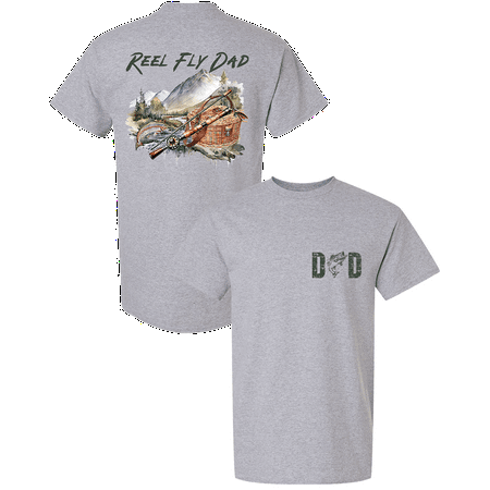 Trenz Shirt Company Men's Distressed Reel Fly Dad Fishing Shirt - Outdoor Father's Day Gift Tee for Fishing Enthusiasts Sport Grey-5X-Large