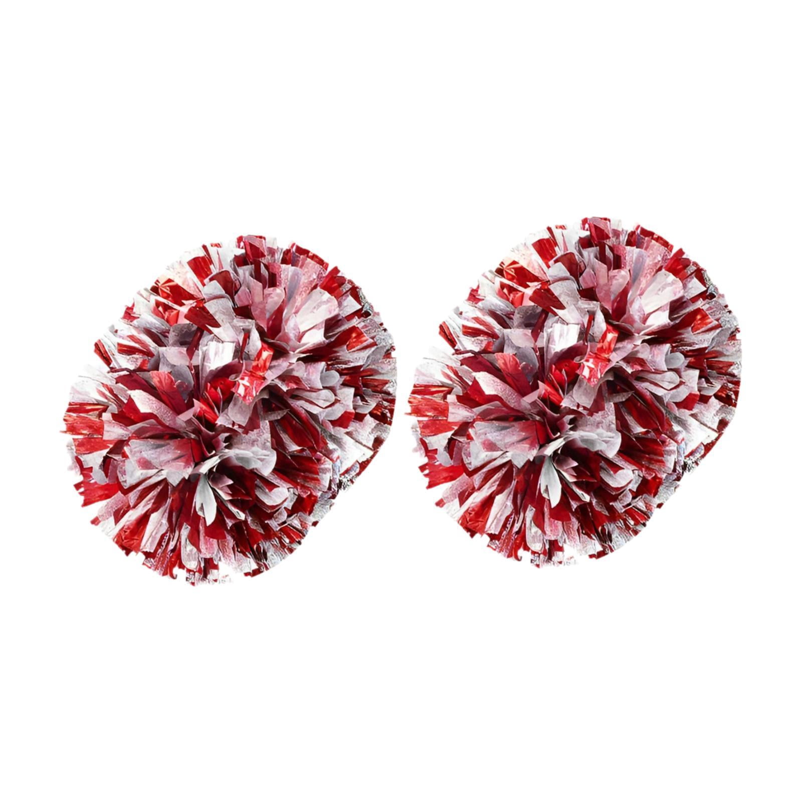 LeeQinersw 2 Pieces Cheer Poms Cheerleader pompoms Professional Shiny Cheerleading Pom Poms Red Silver