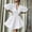 White, variant on Dpytoraw Women's Casual Solid Color V Neck Puff Sleeve Waist A Line Mini Dress Mini Dresses for Women