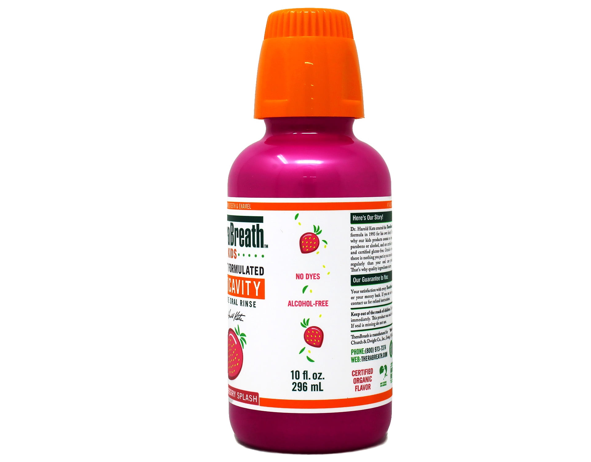 5 Pack - TheraBreath Kids Mouthwash with Fluoride, Organic Strawberry Splash, Anticavity, 10 fl oz