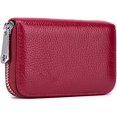 thumbnail image 1 of Credit Card Holder RFID Leather Mini Card Wallet Purse with Zipper for Women Men (Red wine), 1 of 5