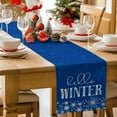 thumbnail image 2 of Christmas Table Runner Hello Winter Table Runners Snowflake Blue Cotton Linen Dresser Scarf Kitchen Dining Table Decor for Christmas Holiday Party Decor 13x72 Inch, 2 of 9