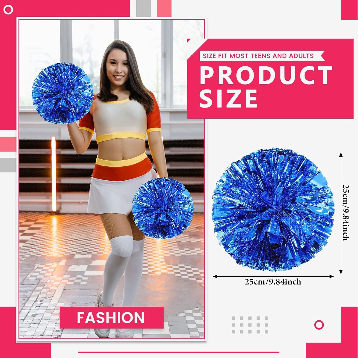 8 Pack pom poms Cheerleading,Cheerleading poms Sports Dance Cheer Plastic Pom Poms Cheerleading for Sports Team Spirit (Green+Silver)