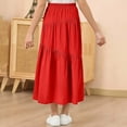thumbnail image 5 of HAOTAGS Skirts for Girls,Solid Color Midi Length Summer Cake Skirts Red 8-9, 5 of 5