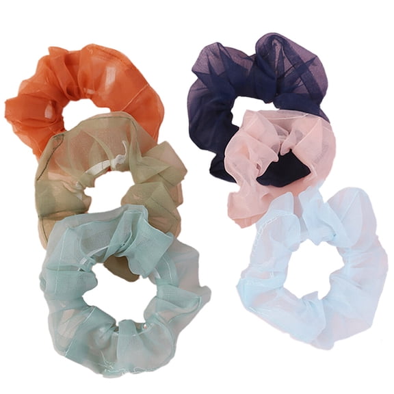 Raindrops 6Pcs Organza Hair Ties Assorted Color Elastic Bands No Easy Deformation Ponytail Holder