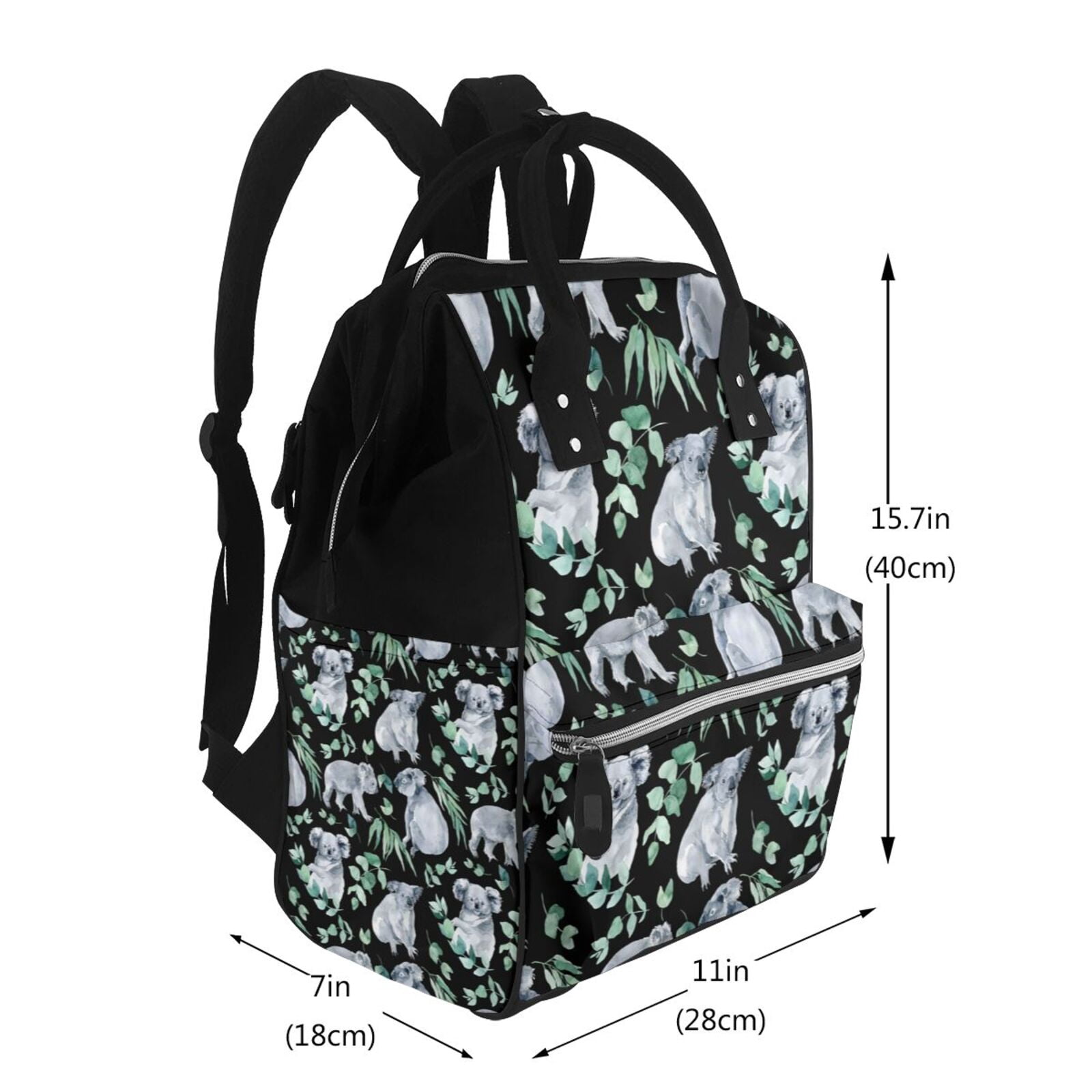 Ratiio Cartoon Koala Bear Mummy Backpack - Waterproof Twill Canvas, Large Capacity Diaper Bag with Multiple Pockets and Adjustable Straps